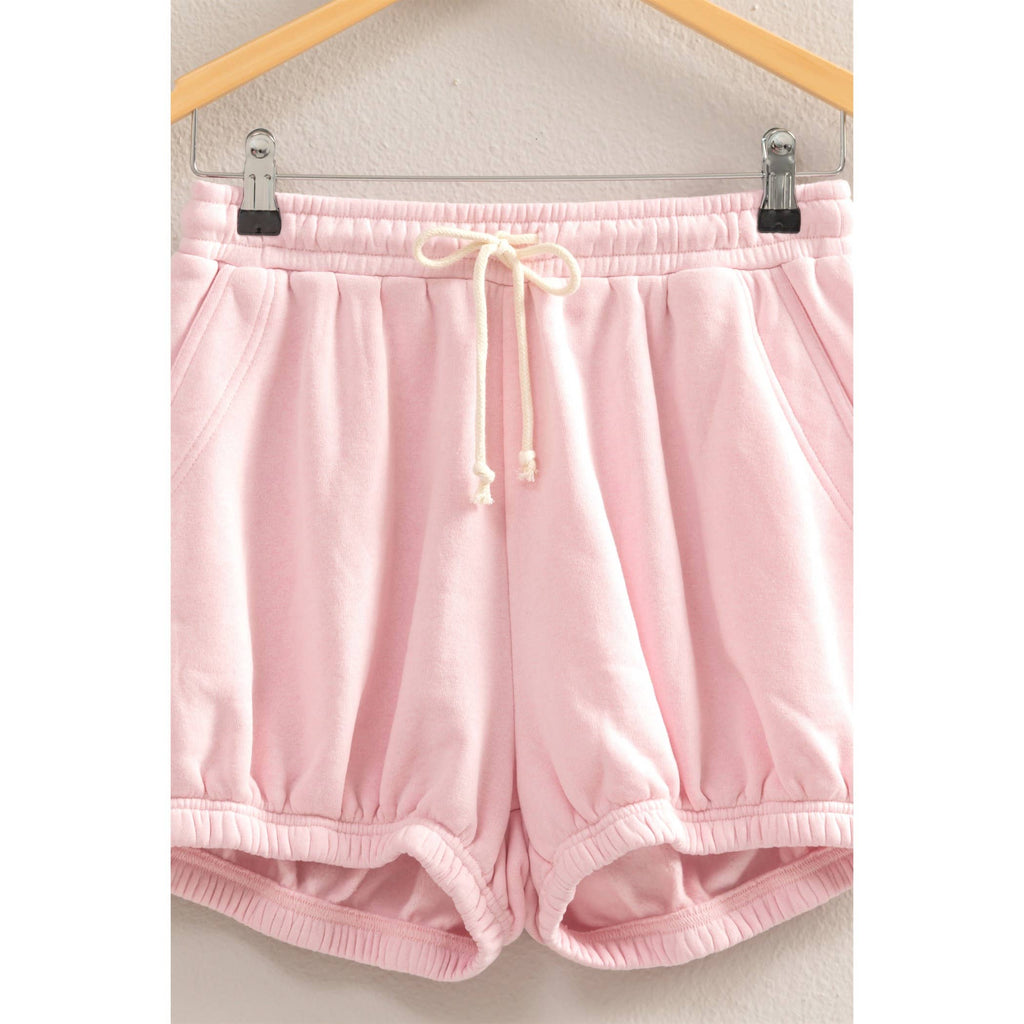 Drawstring Waist Bubbled Hem Shorts: BLACK / S-M-L(2-2-2)