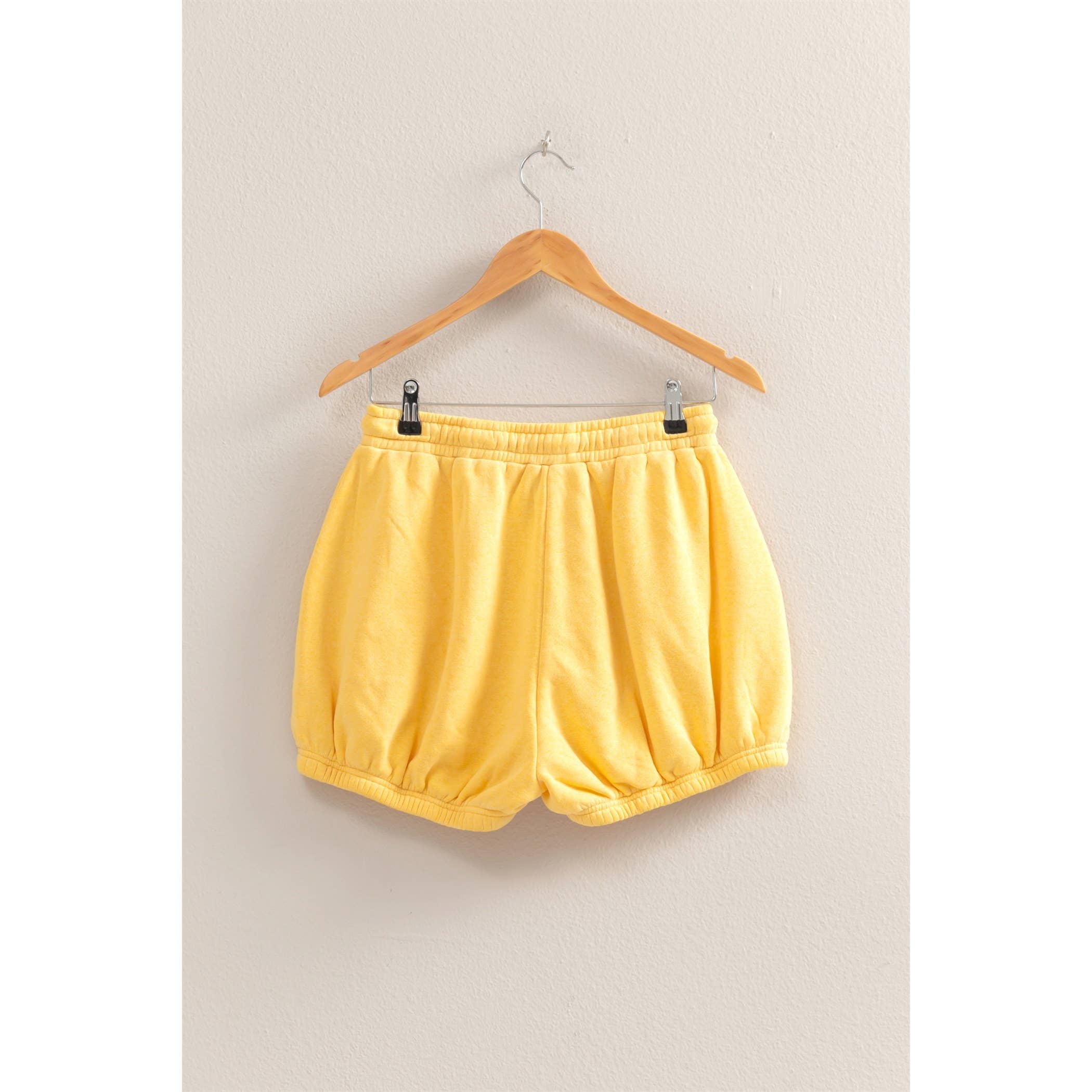 Drawstring Waist Bubbled Hem Shorts: BLACK / S-M-L(2-2-2)