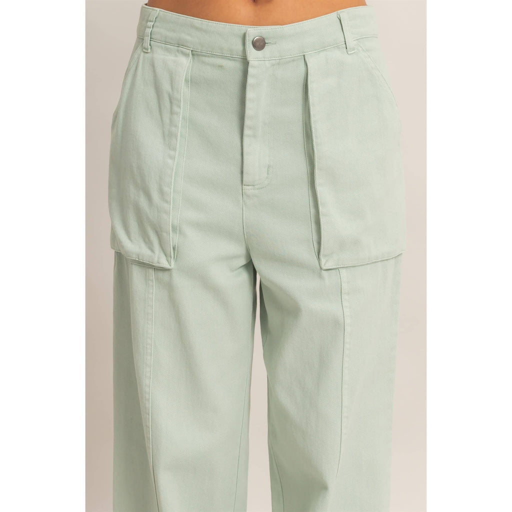 High Rise Cargo Pants With Ankle Ties: PINK / S-M-L(2-2-2)