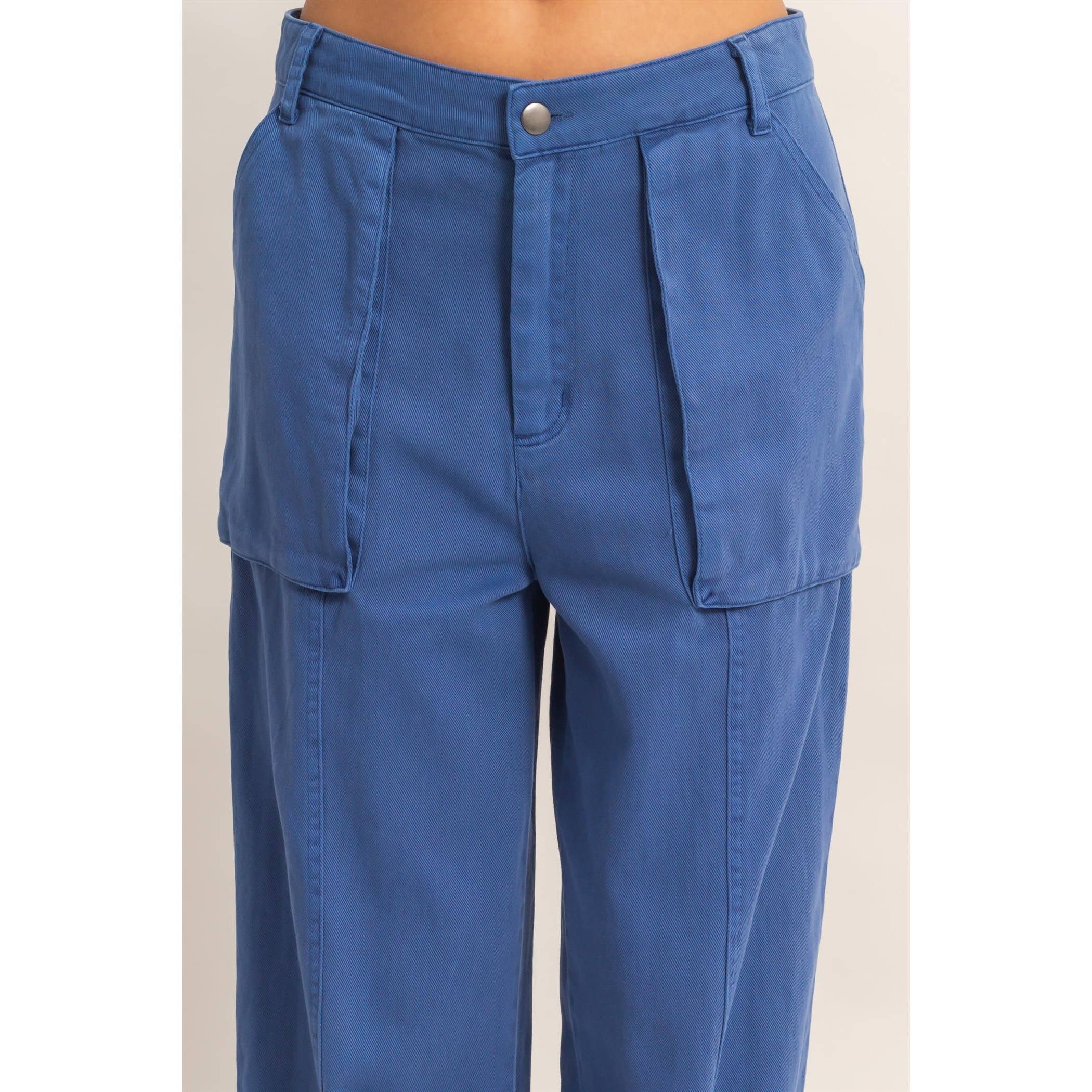 High Rise Cargo Pants With Ankle Ties: PINK / S-M-L(2-2-2)