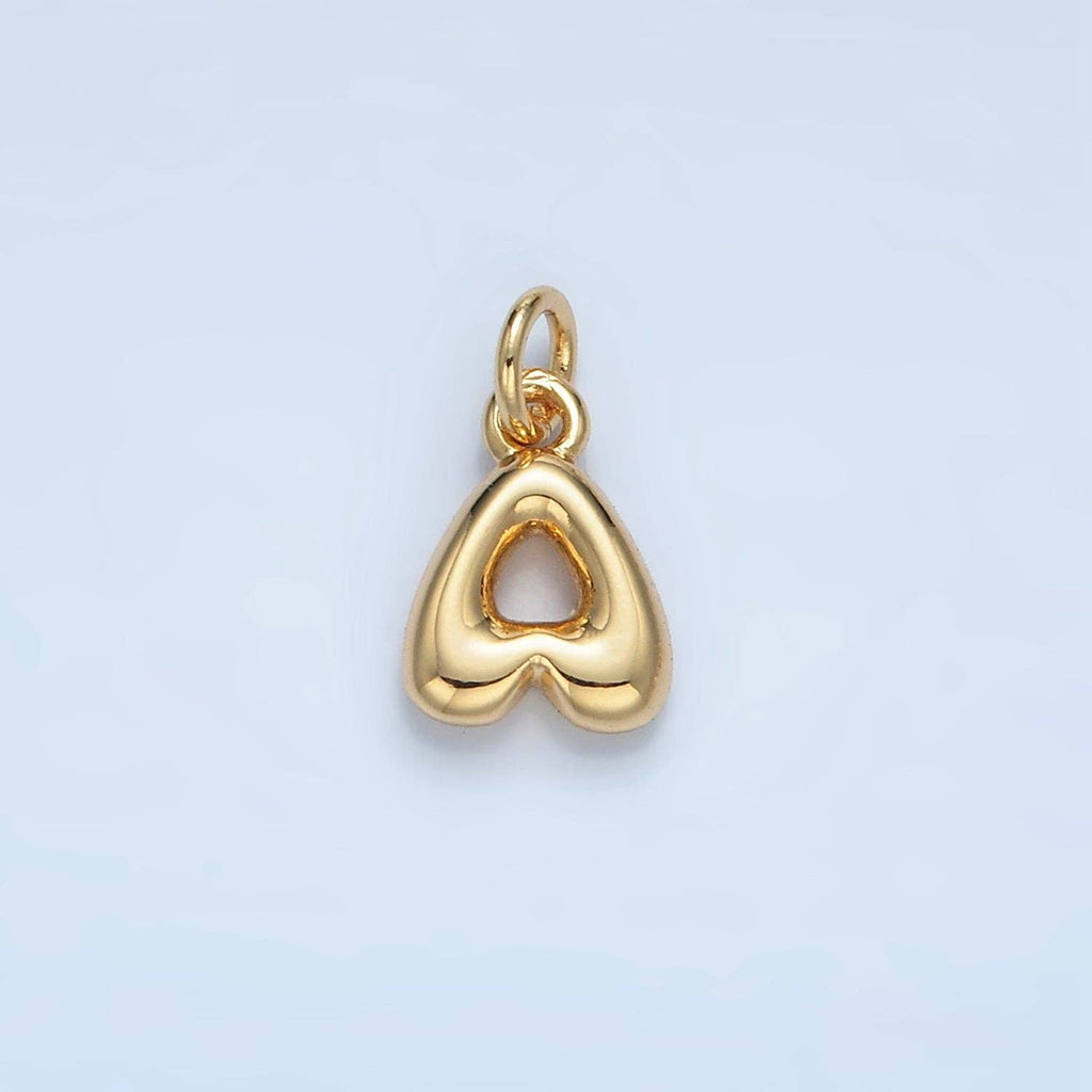 16K Gold Filled 10mm Initial Letter Chubby Balloon Mini Charm | A1591 - A1603: Letter M