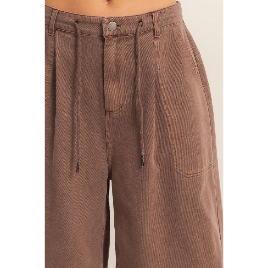 Drawstring Waist Wide Leg Jorts: NAVY / S-M-L(2-2-2)