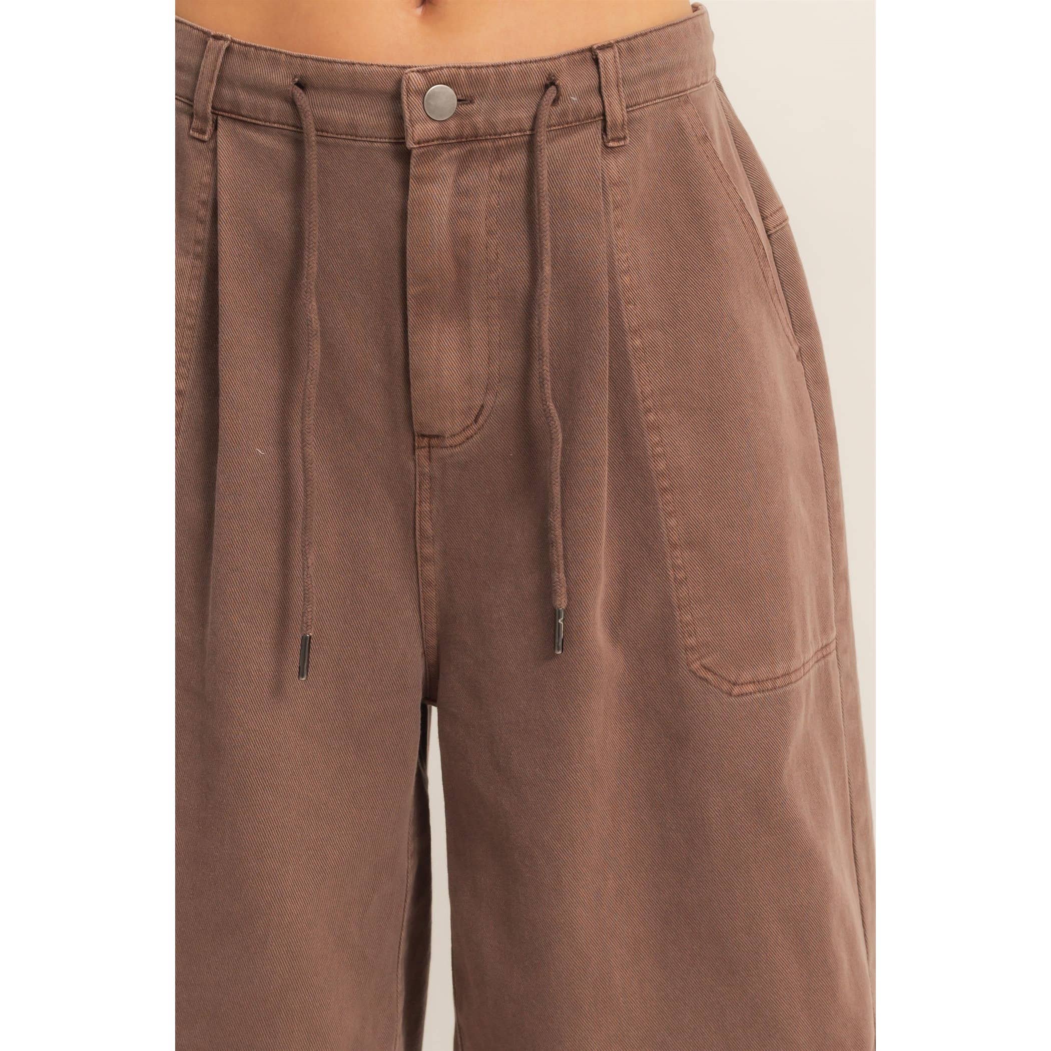 Drawstring Waist Wide Leg Jorts: NAVY / S-M-L(2-2-2)