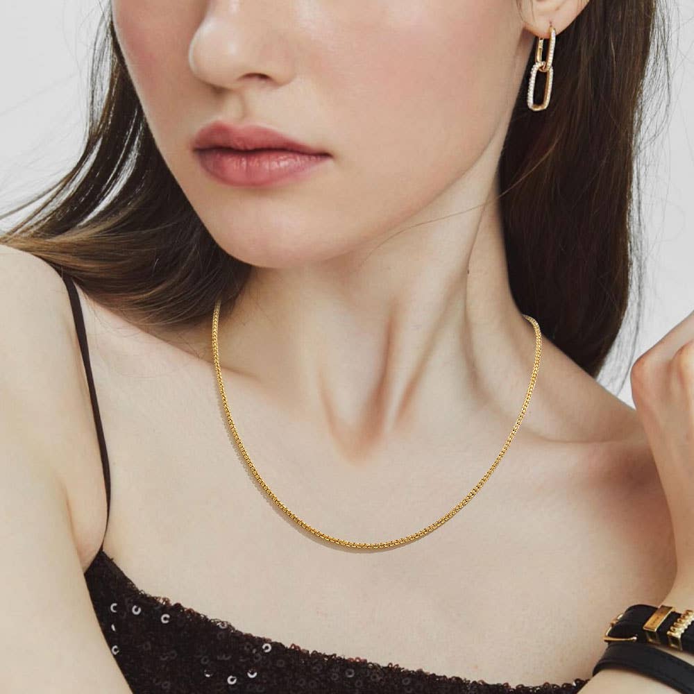 Gold Dipped Classic Box Chain Necklace: 18 INCHES