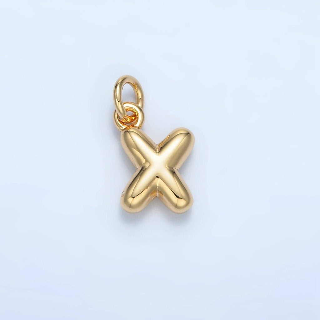 16K Gold Filled 10mm Initial Letter Chubby Balloon Mini Charm | A1591 - A1603: Letter I