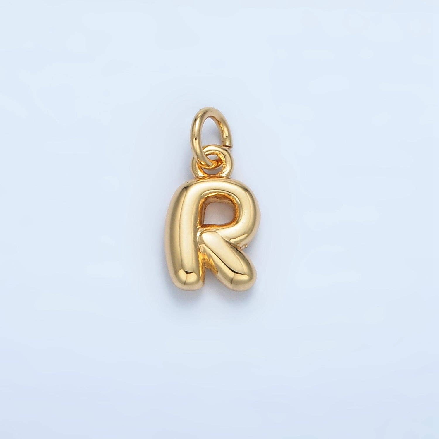 16K Gold Filled 10mm Initial Letter Chubby Balloon Mini Charm | A1591 - A1603: Letter I