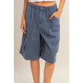 Drawstring Waist Wide Leg Jorts: NAVY / S-M-L(2-2-2)