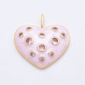 16K Gold Filled 30mm Pink CZ Dotted Glitter Enamel Heart Pendant | Charms-00856