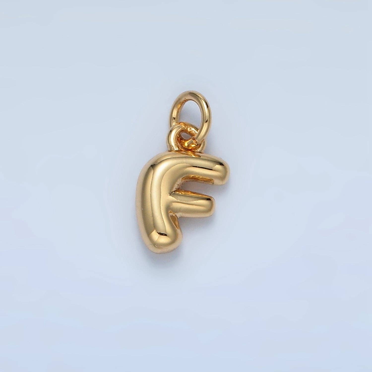 16K Gold Filled 10mm Initial Letter Chubby Balloon Mini Charm | A1591 - A1603: Letter M