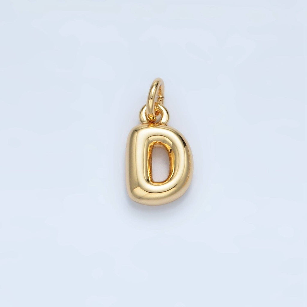 16K Gold Filled 10mm Initial Letter Chubby Balloon Mini Charm | A1591 - A1603: Letter I