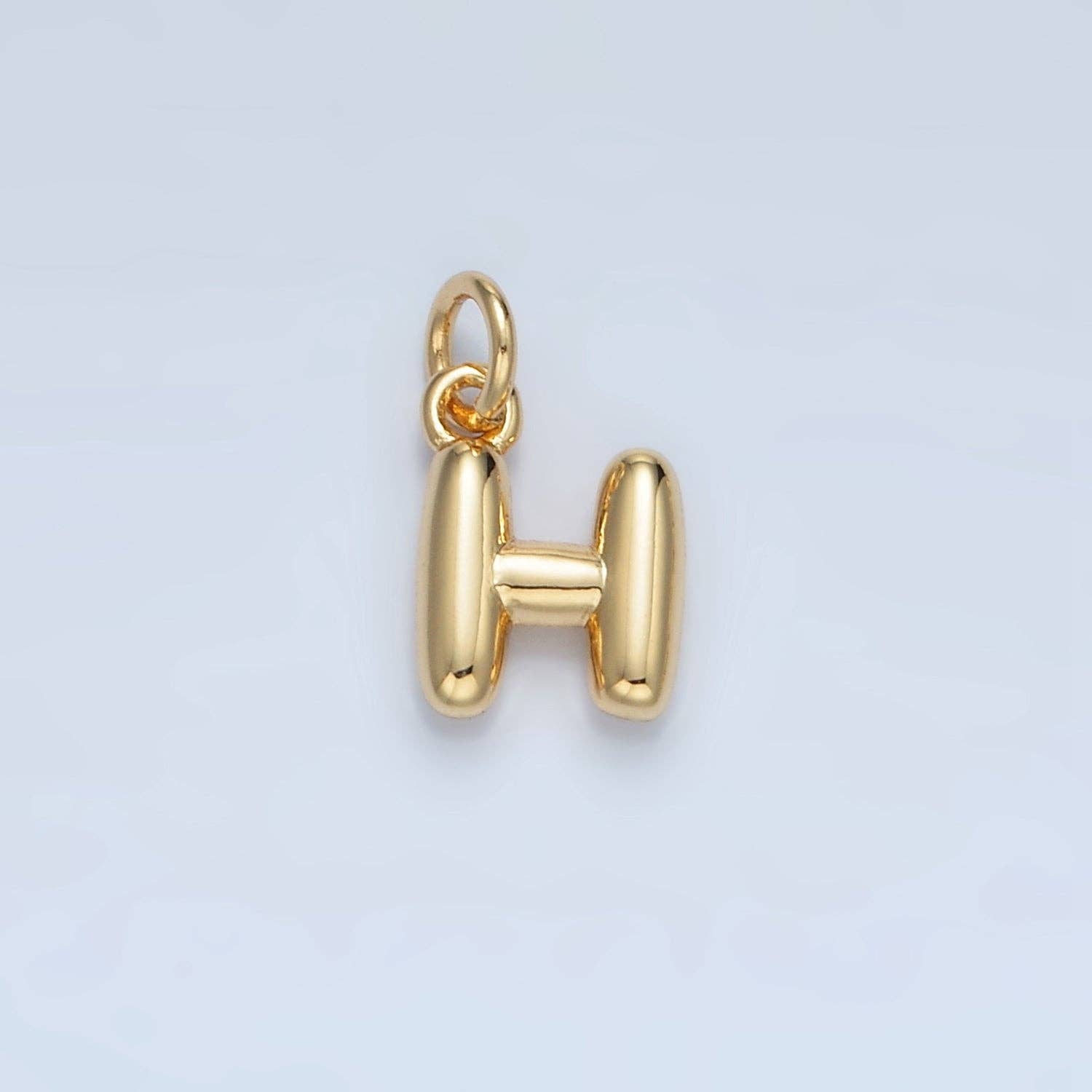 16K Gold Filled 10mm Initial Letter Chubby Balloon Mini Charm | A1591 - A1603: Letter M