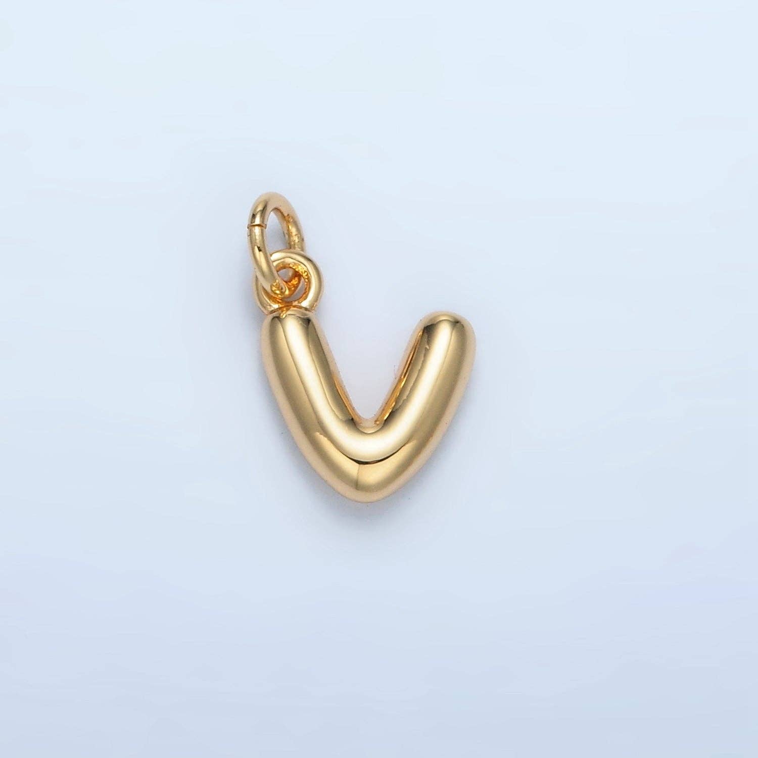16K Gold Filled 10mm Initial Letter Chubby Balloon Mini Charm | A1591 - A1603: Letter M