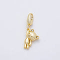 16K Gold Filled 14mm CZ Teddy Bear Minimalist 3D Multidimensional Charm | Charms-01170