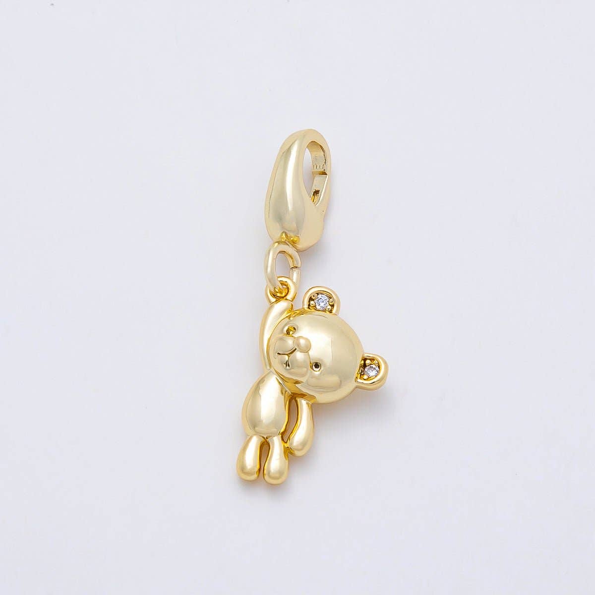 16K Gold Filled 14mm CZ Teddy Bear Minimalist 3D Multidimensional Charm | Charms-01170