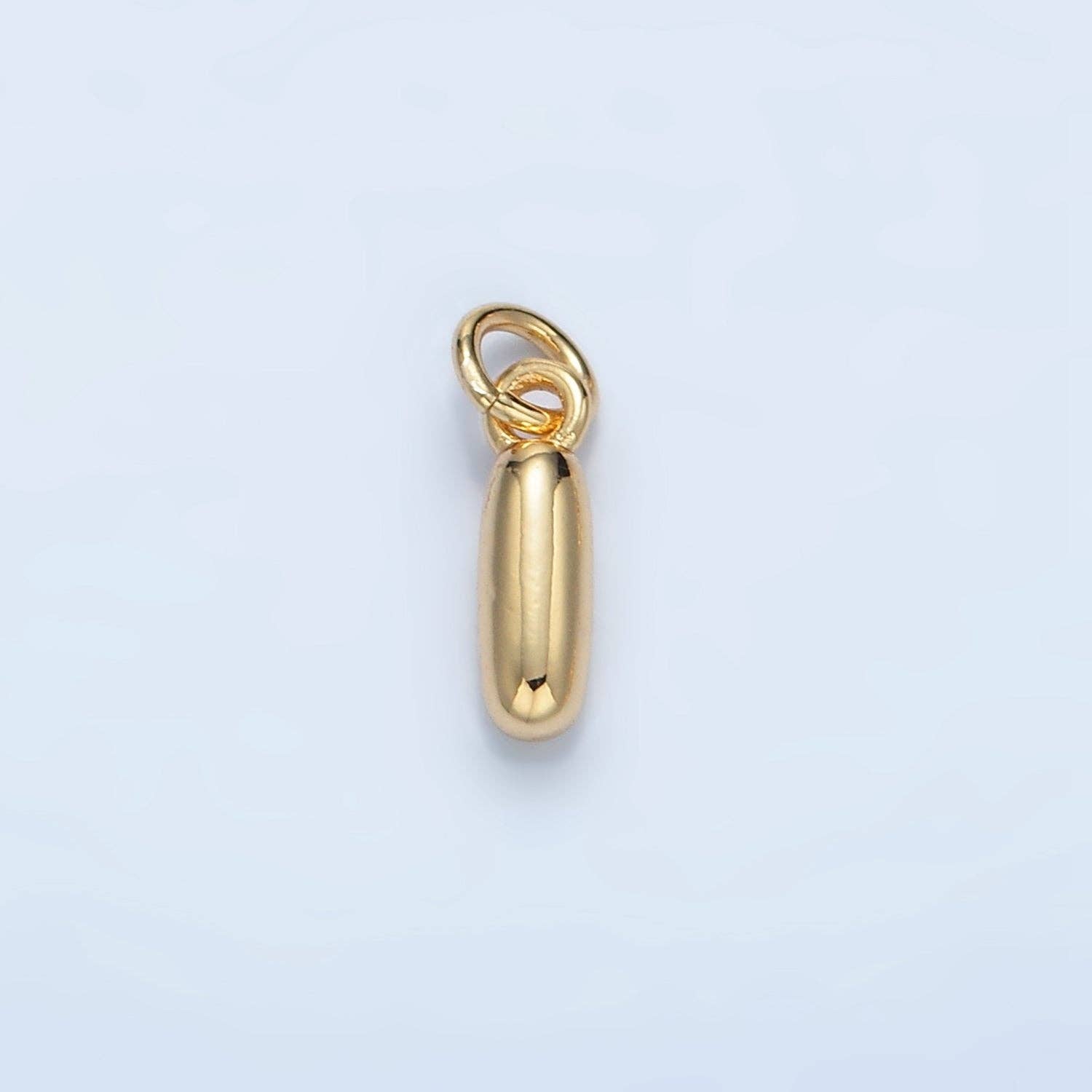 16K Gold Filled 10mm Initial Letter Chubby Balloon Mini Charm | A1591 - A1603: Letter M