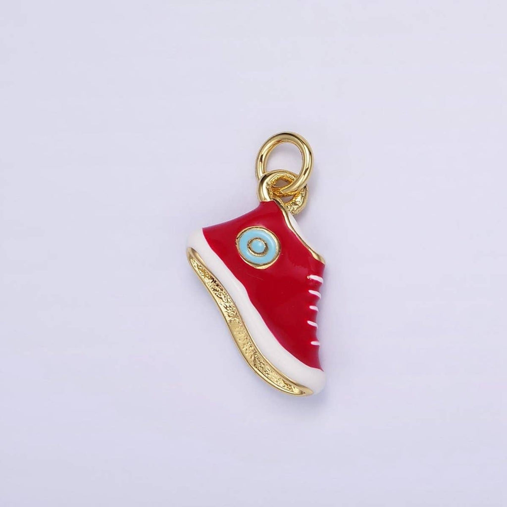 24K Gold Filled Blue, Red Enamel Sneakers Shoe Mini Charm | C649: Red