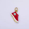 24K Gold Filled Blue, Red Enamel Sneakers Shoe Mini Charm | C649: Red