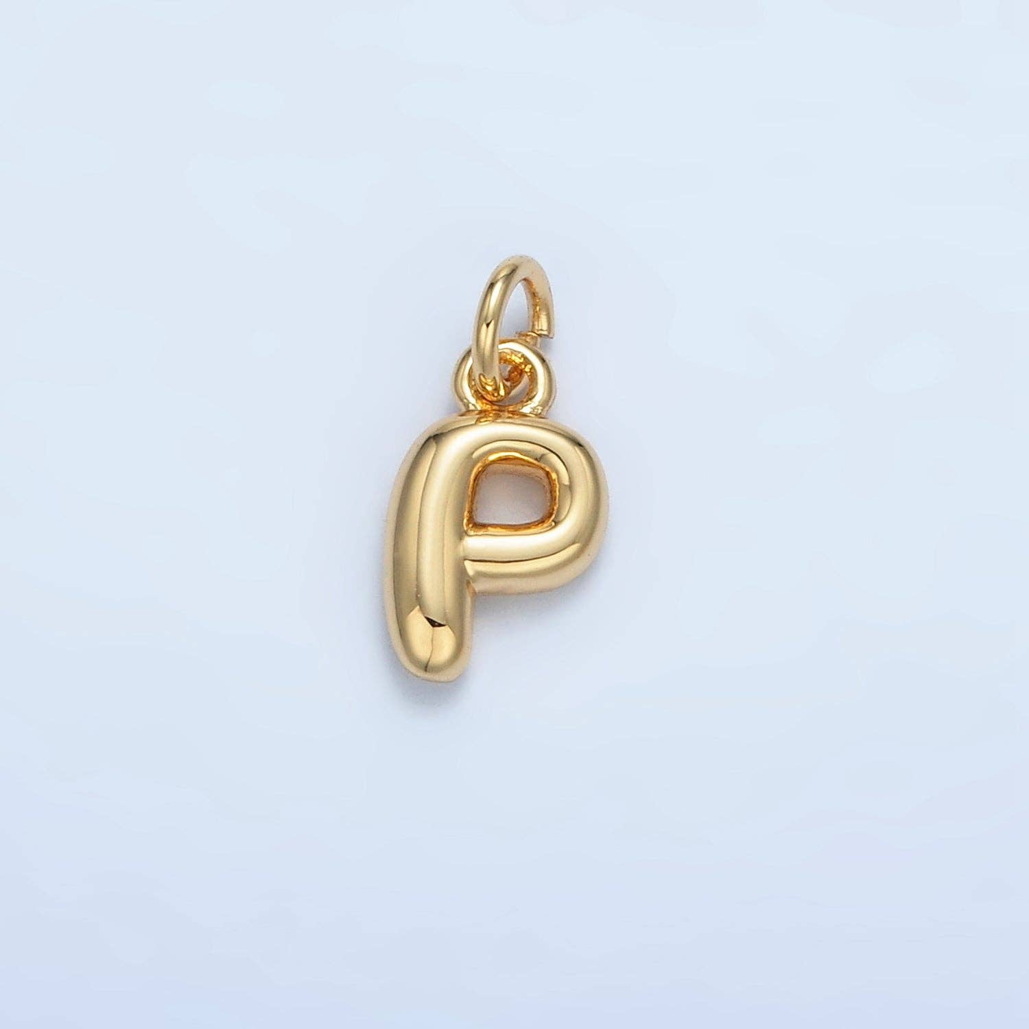 16K Gold Filled 10mm Initial Letter Chubby Balloon Mini Charm | A1591 - A1603: Letter M