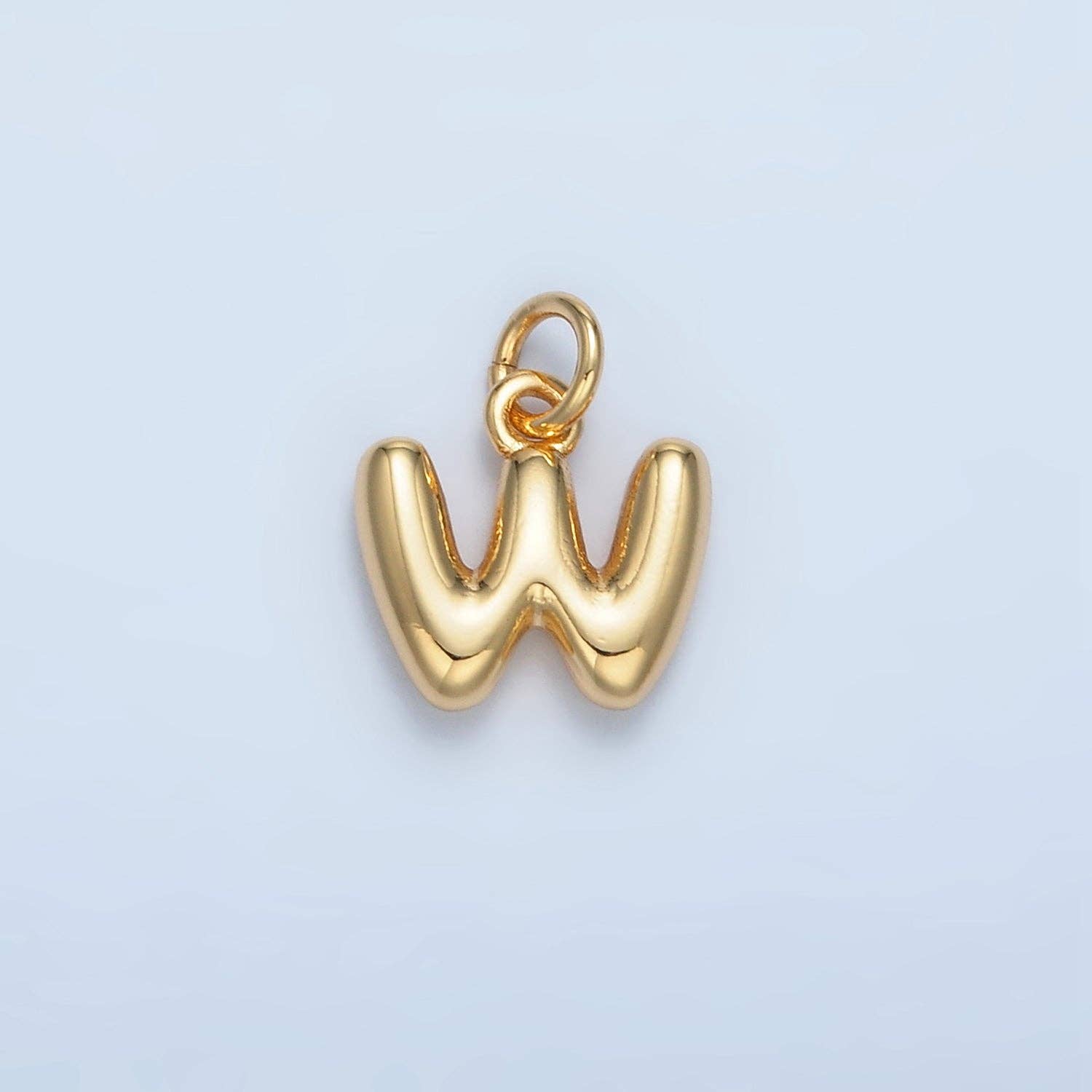 16K Gold Filled 10mm Initial Letter Chubby Balloon Mini Charm | A1591 - A1603: Letter M