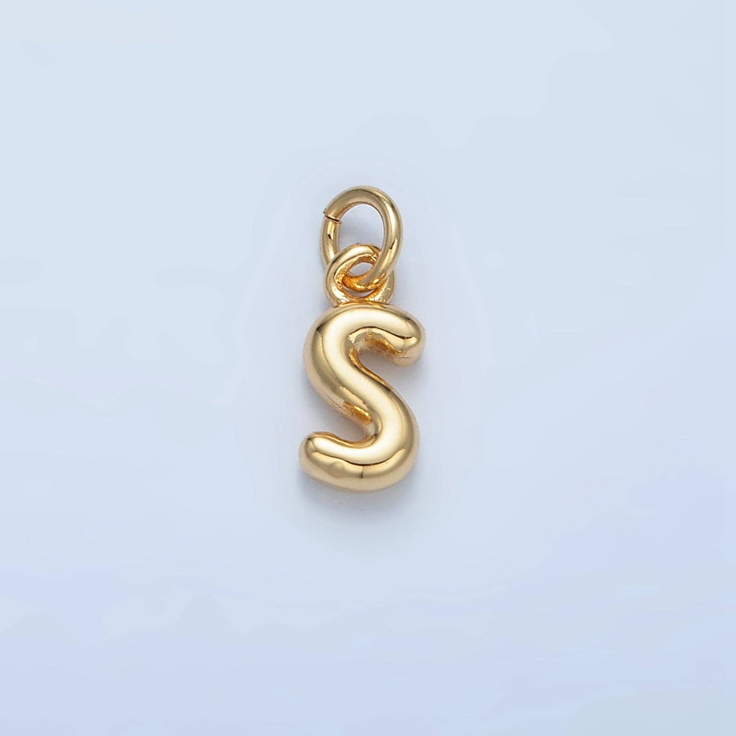 16K Gold Filled 10mm Initial Letter Chubby Balloon Mini Charm | A1591 - A1603: Letter M