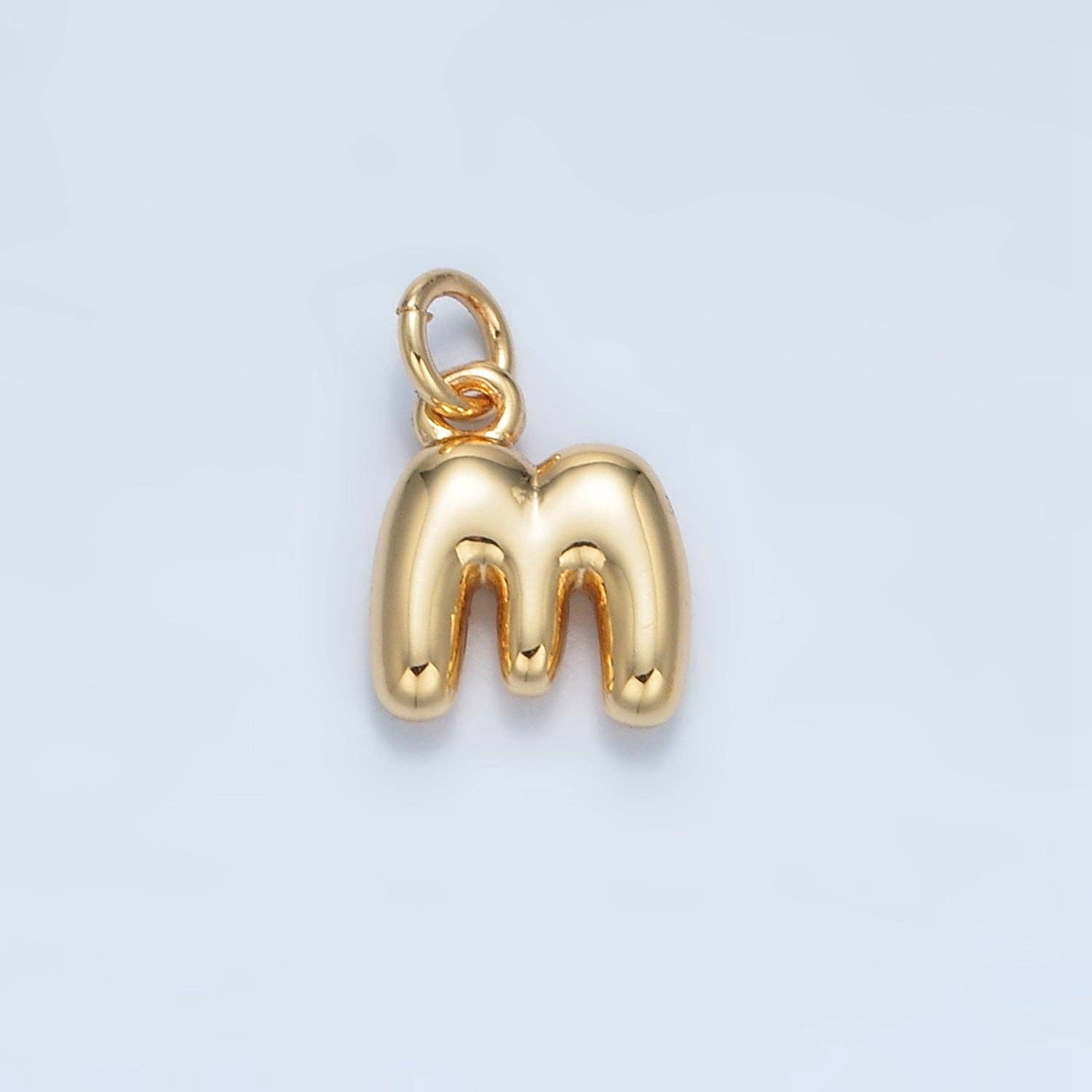 16K Gold Filled 10mm Initial Letter Chubby Balloon Mini Charm | A1591 - A1603: Letter M