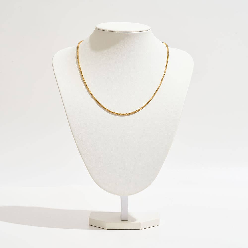 Gold Dipped Classic Box Chain Necklace: 18 INCHES