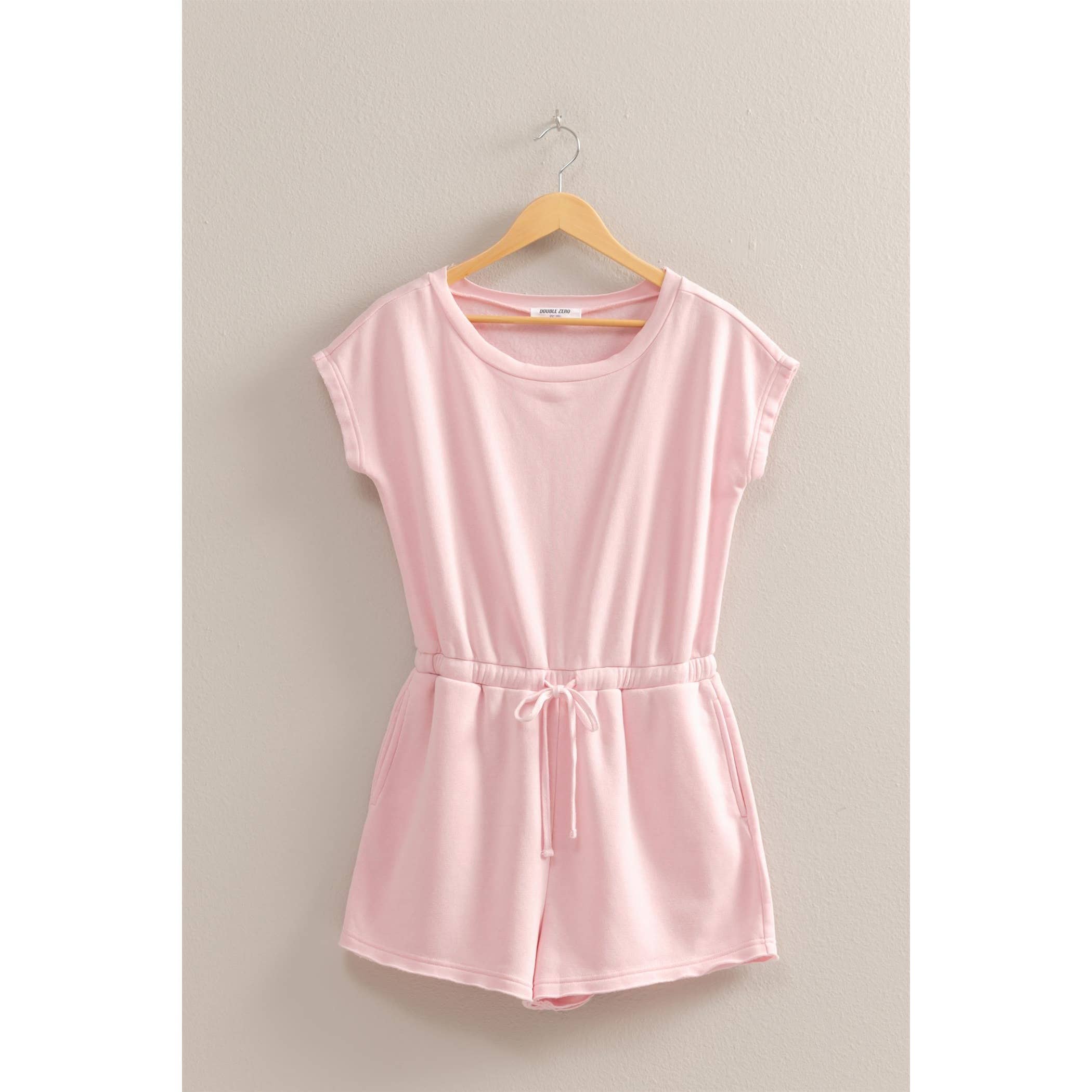 Cap Sleeve Drawstring Waist Romper: DARK TAUPE / S-M-L(2-2-2)