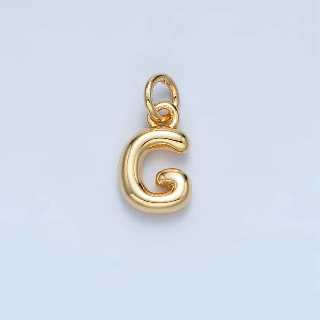 16K Gold Filled 10mm Initial Letter Chubby Balloon Mini Charm | A1591 - A1603: Letter M