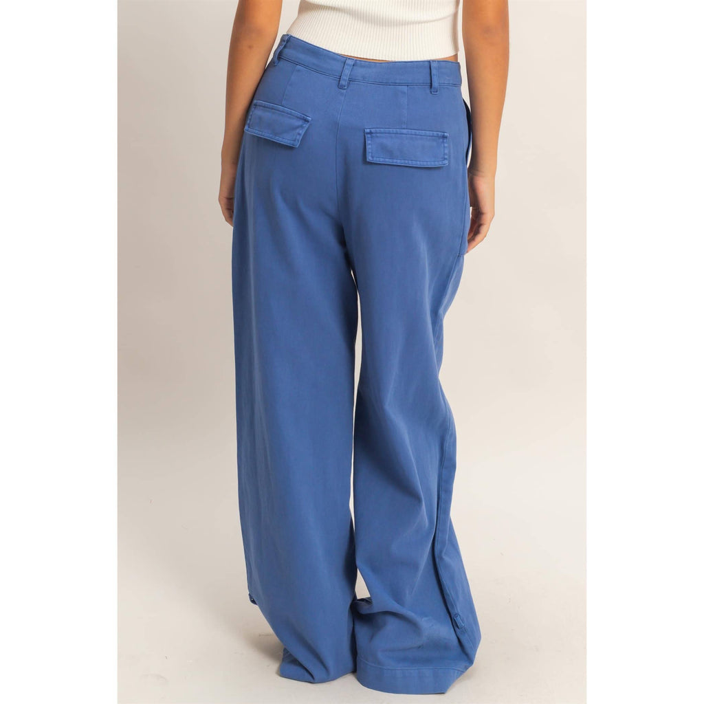 High Rise Cargo Pants With Ankle Ties: PINK / S-M-L(2-2-2)
