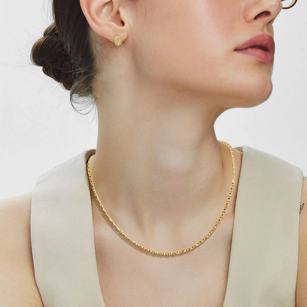 Gold Dipped Classic Rope Chain Necklace: 16 INCHES
