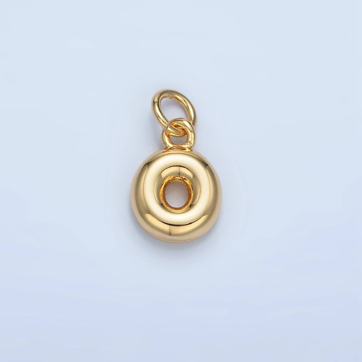 16K Gold Filled 10mm Initial Letter Chubby Balloon Mini Charm | A1591 - A1603: Letter M