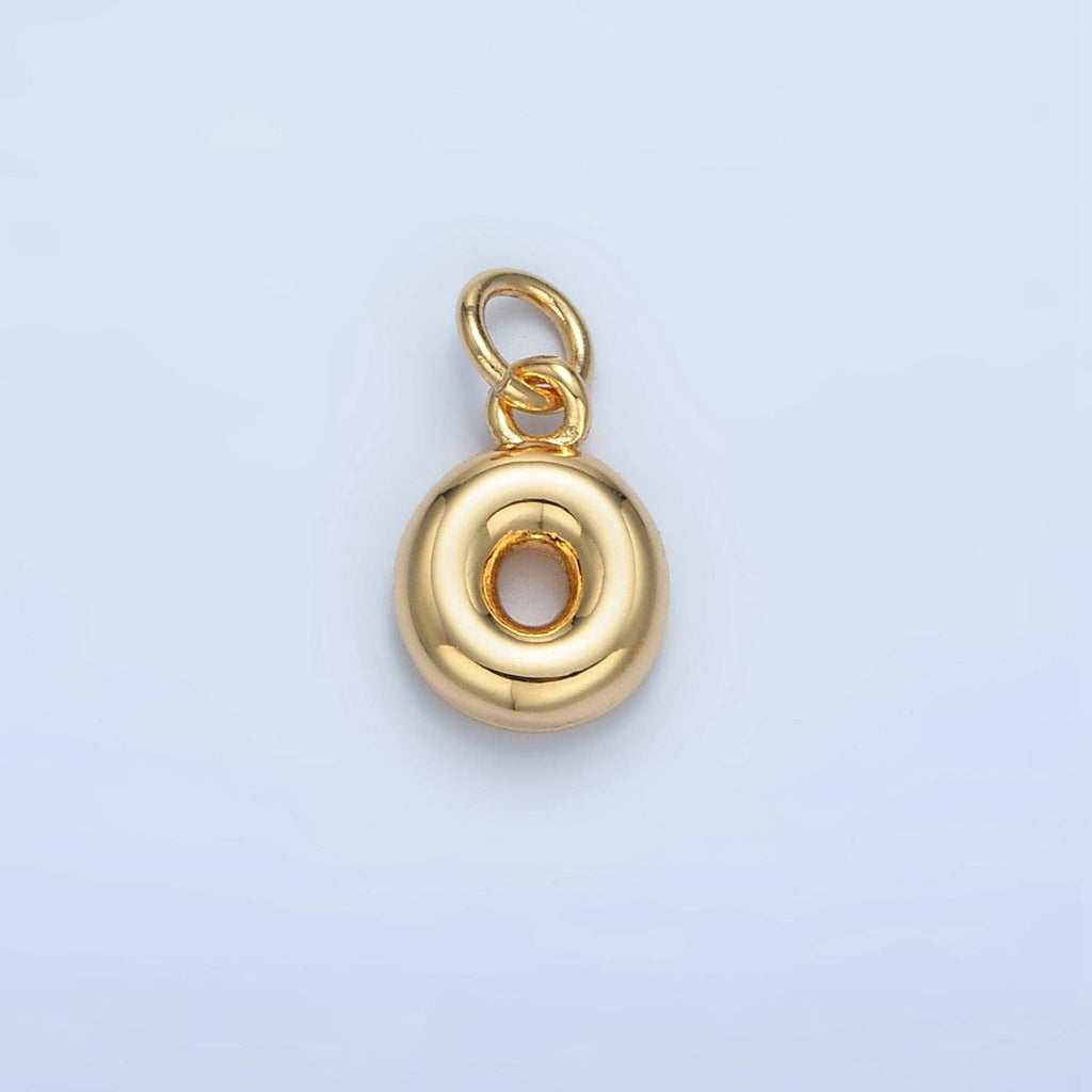 16K Gold Filled 10mm Initial Letter Chubby Balloon Mini Charm | A1591 - A1603: Letter I
