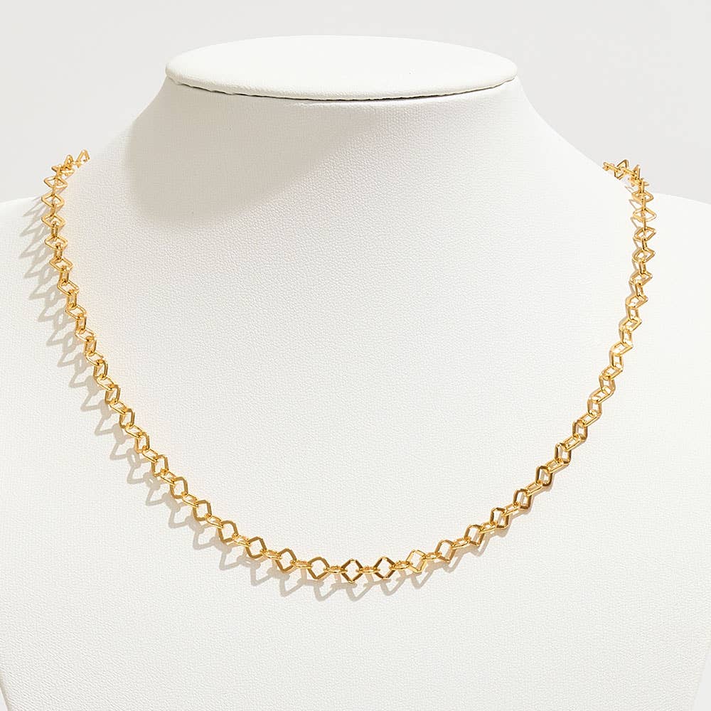 Gold Dipped Geometric Link Chain Necklace