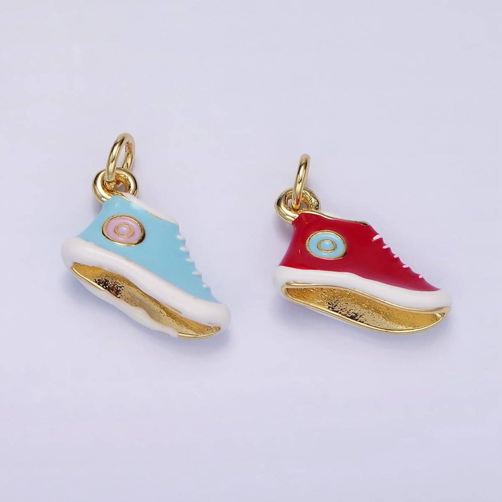 24K Gold Filled Blue, Red Enamel Sneakers Shoe Mini Charm | C649: Red