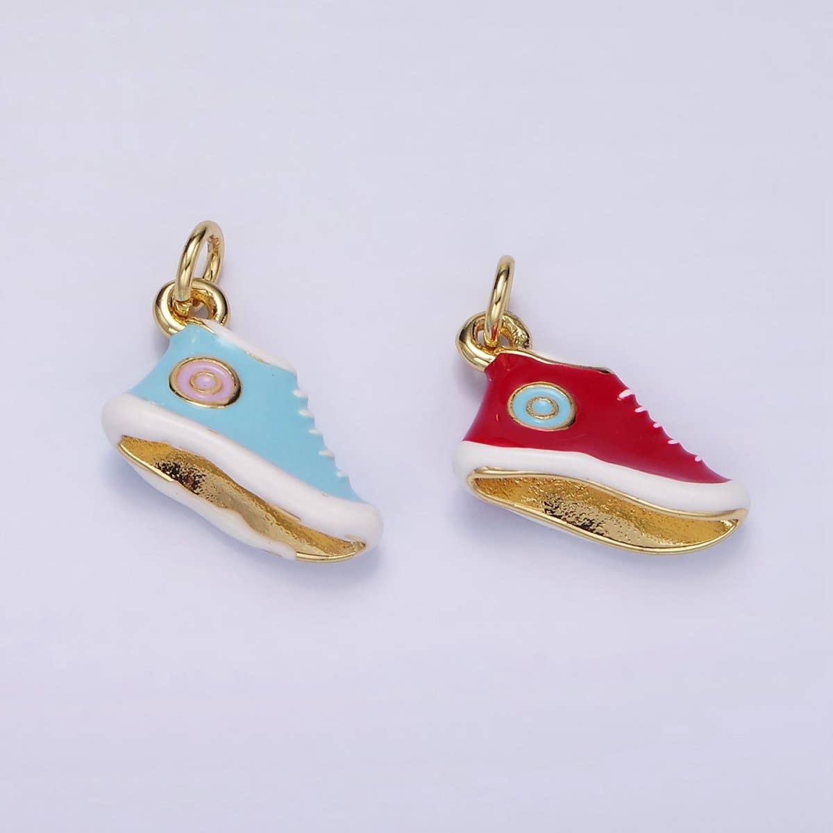 24K Gold Filled Blue, Red Enamel Sneakers Shoe Mini Charm | C649: Red