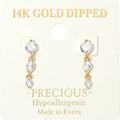 14K Gold Dipped Hypoallergenic Graduated Stone Link Drop Earrings: Gold