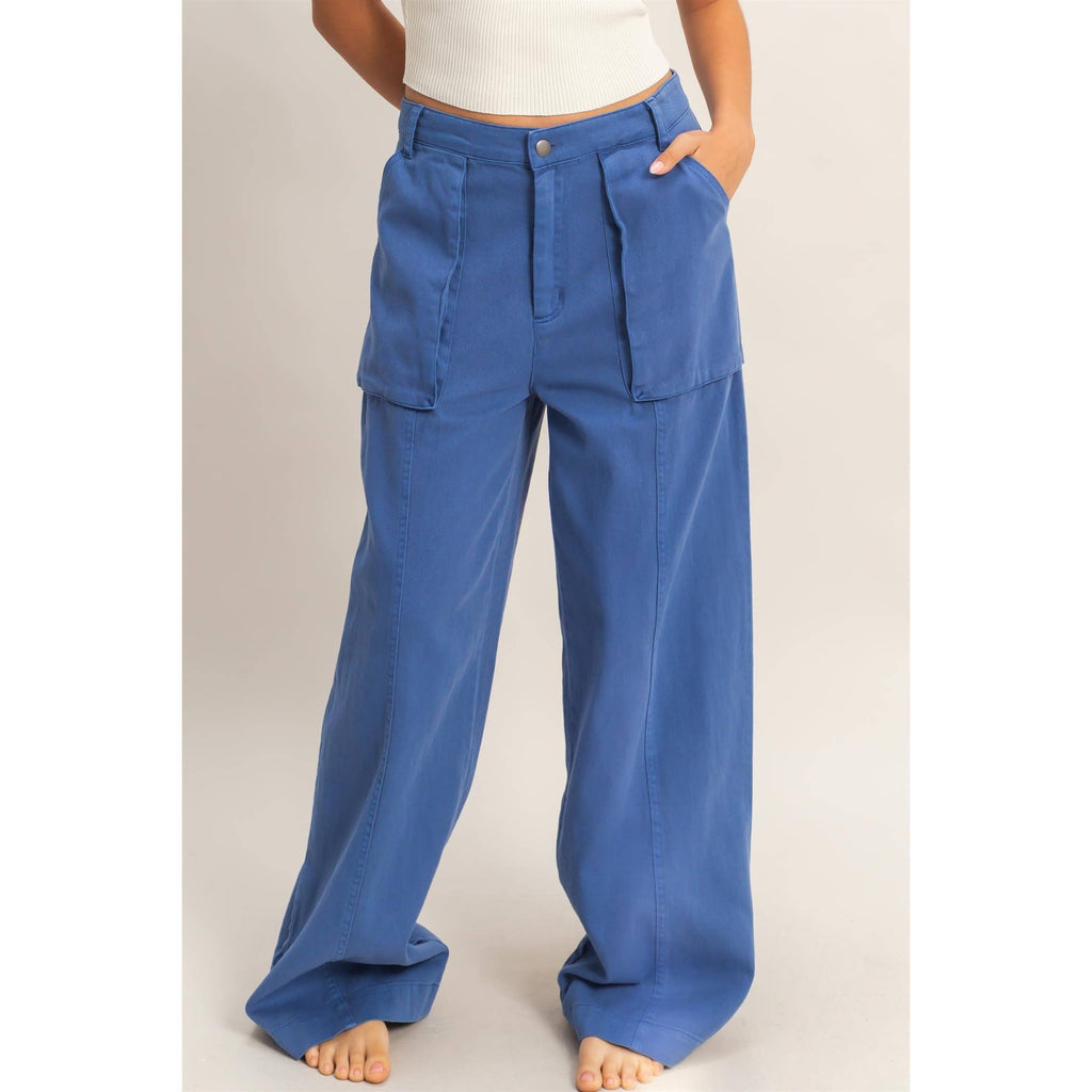 High Rise Cargo Pants With Ankle Ties: PINK / S-M-L(2-2-2)