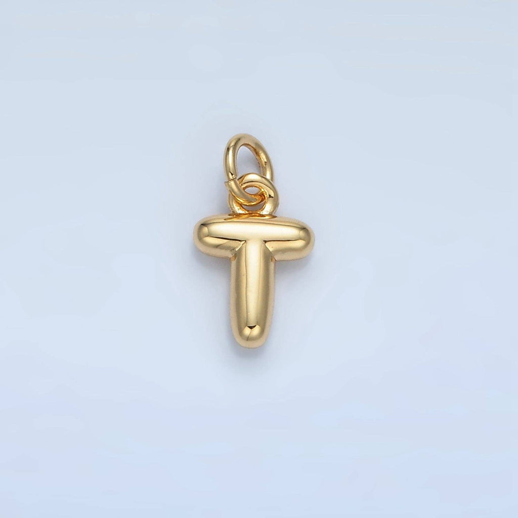 16K Gold Filled 10mm Initial Letter Chubby Balloon Mini Charm | A1591 - A1603: Letter M