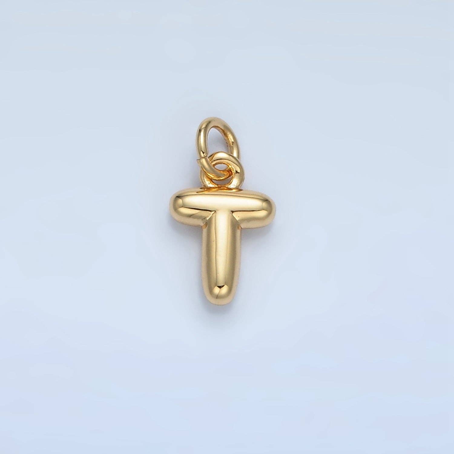 16K Gold Filled 10mm Initial Letter Chubby Balloon Mini Charm | A1591 - A1603: Letter I