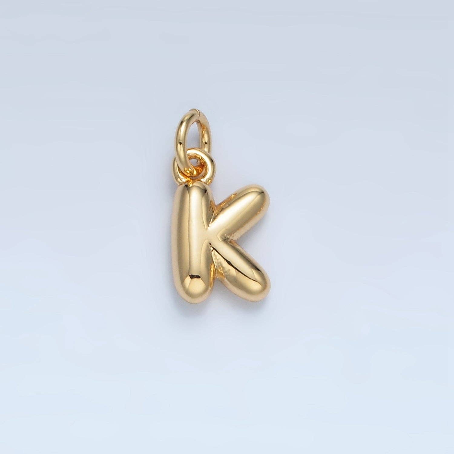 16K Gold Filled 10mm Initial Letter Chubby Balloon Mini Charm | A1591 - A1603: Letter M