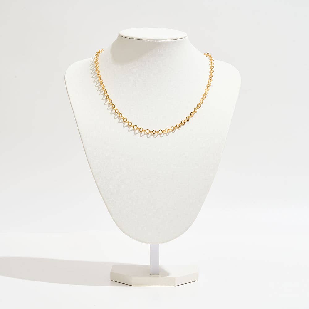 Gold Dipped Geometric Link Chain Necklace