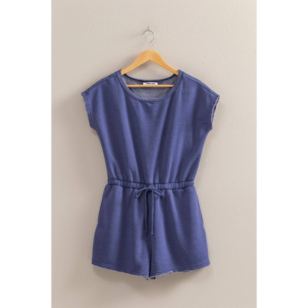 Cap Sleeve Drawstring Waist Romper: DARK TAUPE / S-M-L(2-2-2)