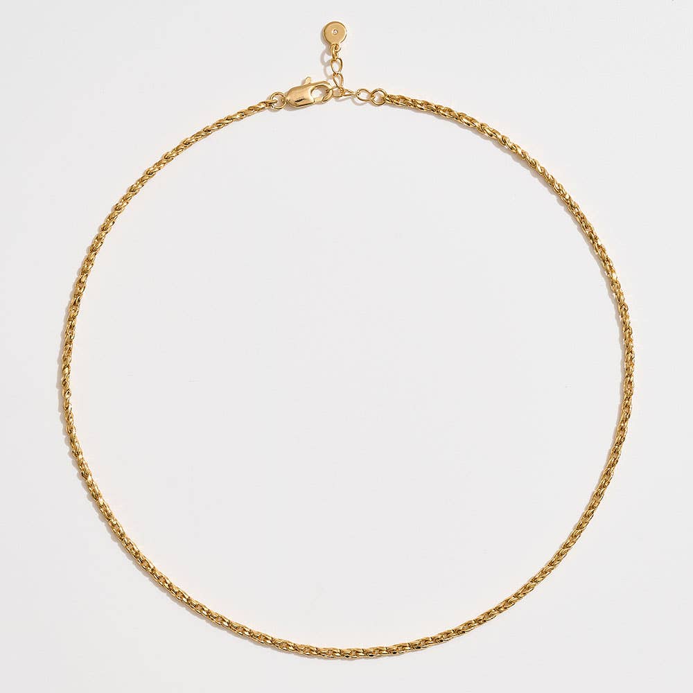 Gold Dipped Classic Rope Chain Necklace: 16 INCHES