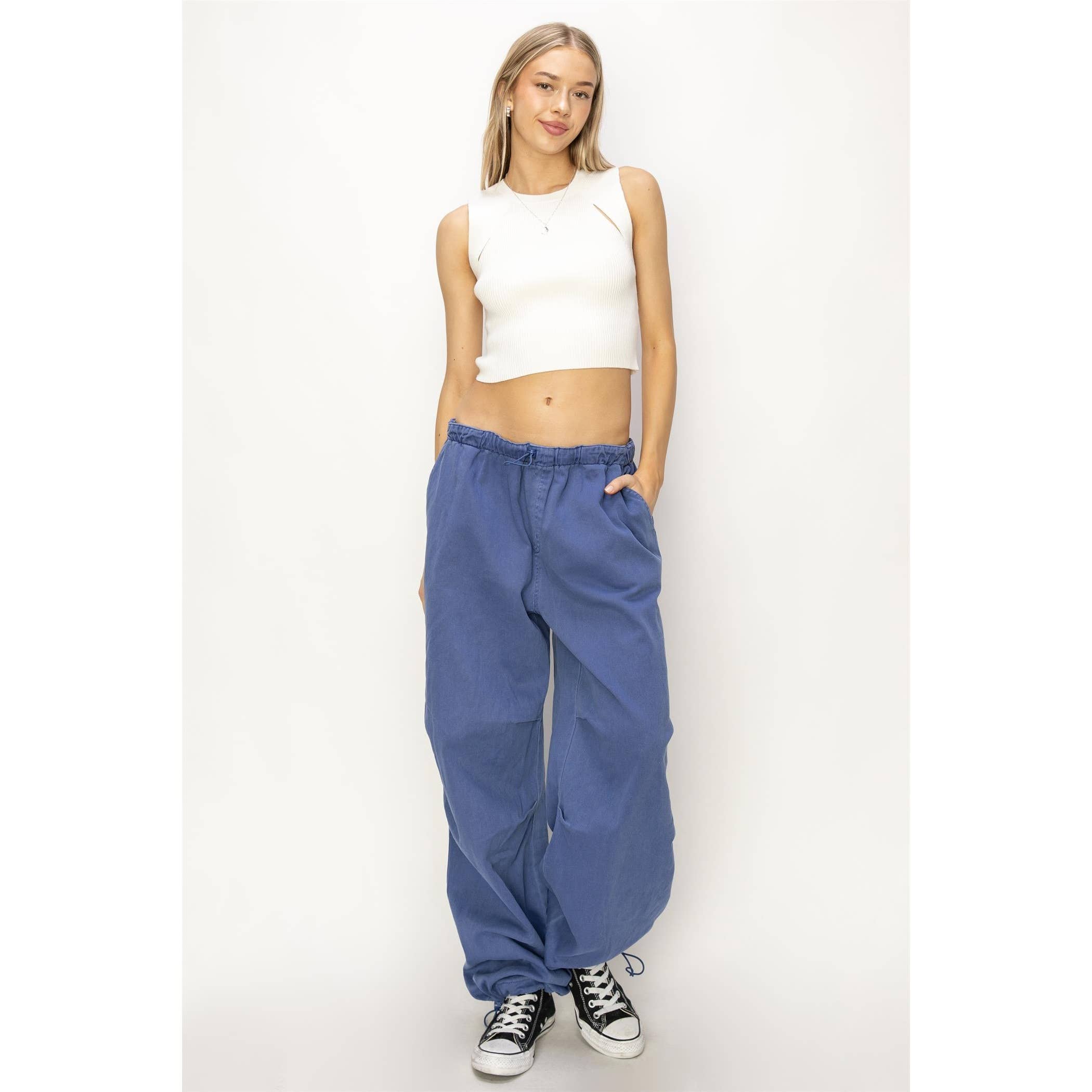 Mid Rise Parachute Pants: COBALT / S-M-L(2-2-2)