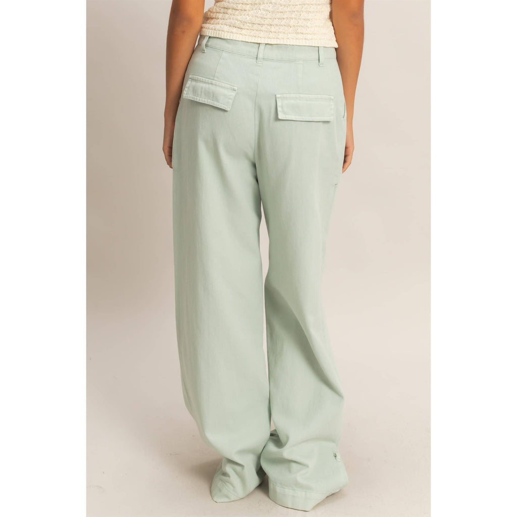 High Rise Cargo Pants With Ankle Ties: PINK / S-M-L(2-2-2)