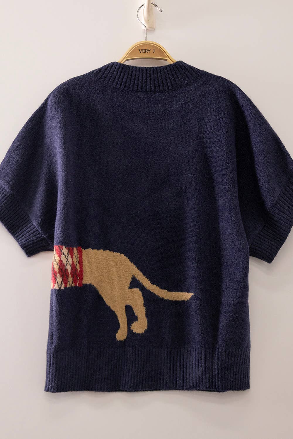 12W3672N-Dog Graphic Short Sleeve Knit: OATMEAL / S-M-L/2-2-2
