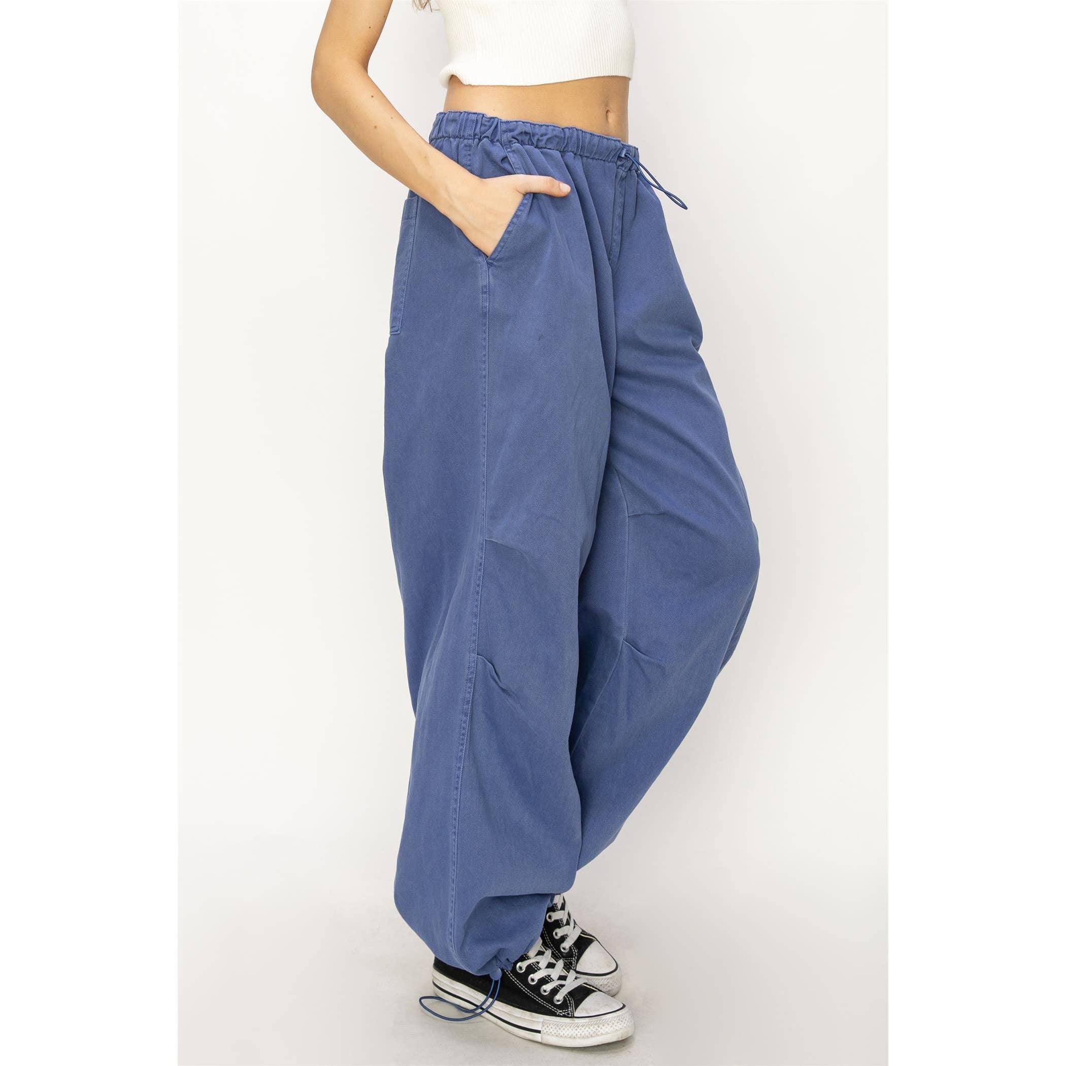 Mid Rise Parachute Pants: COBALT / S-M-L(2-2-2)