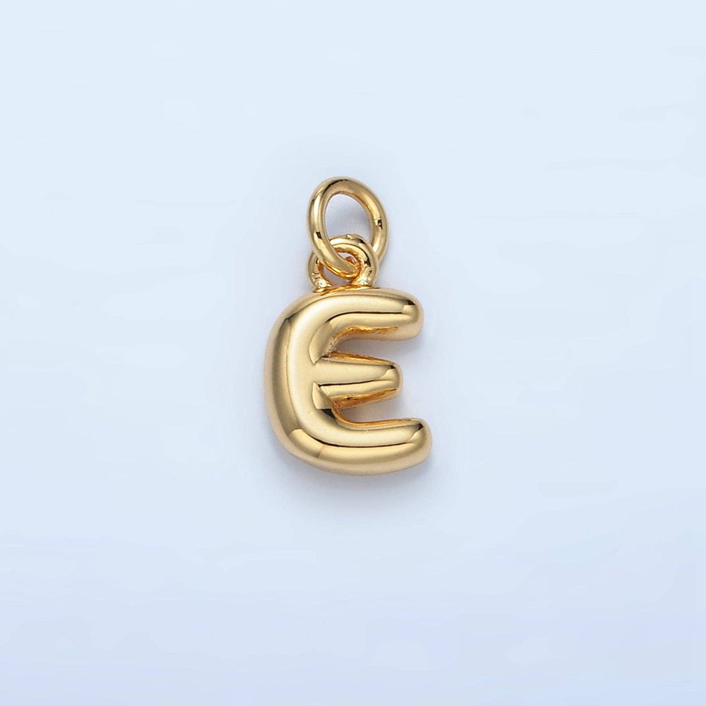 16K Gold Filled 10mm Initial Letter Chubby Balloon Mini Charm | A1591 - A1603: Letter M