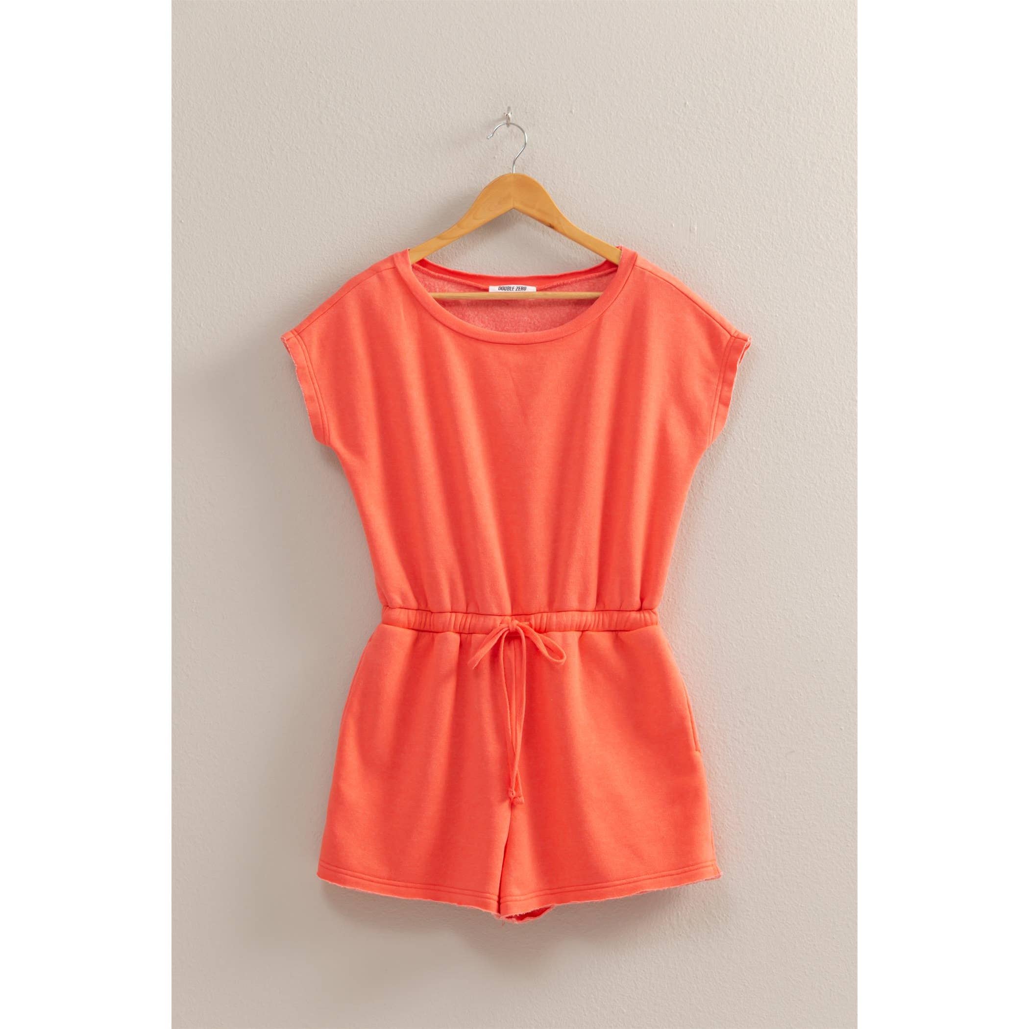 Cap Sleeve Drawstring Waist Romper: DARK TAUPE / S-M-L(2-2-2)