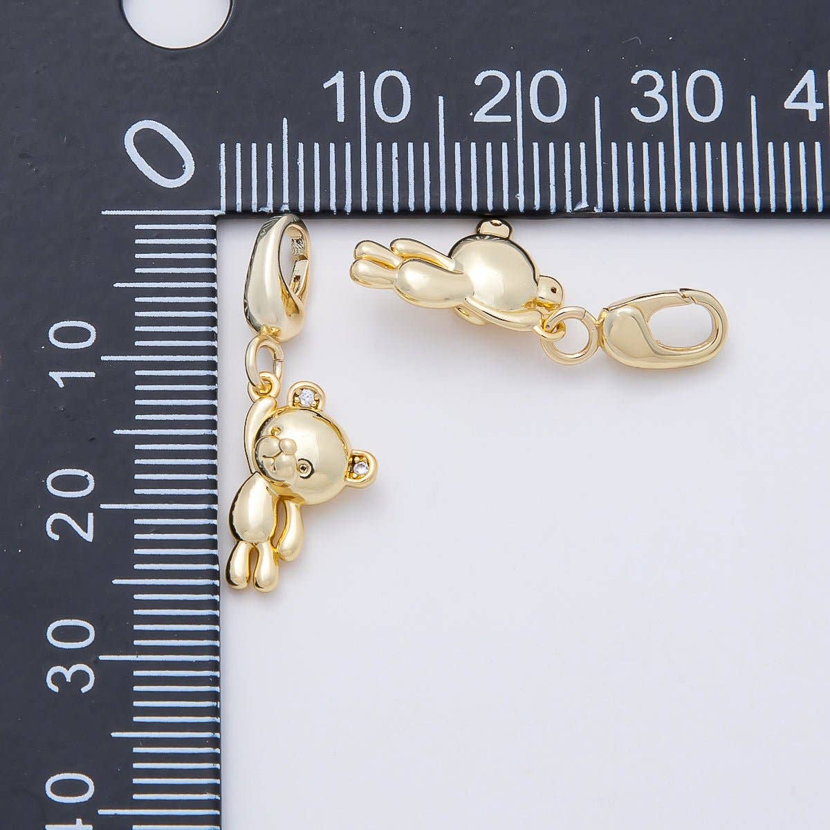 16K Gold Filled 14mm CZ Teddy Bear Minimalist 3D Multidimensional Charm | Charms-01170